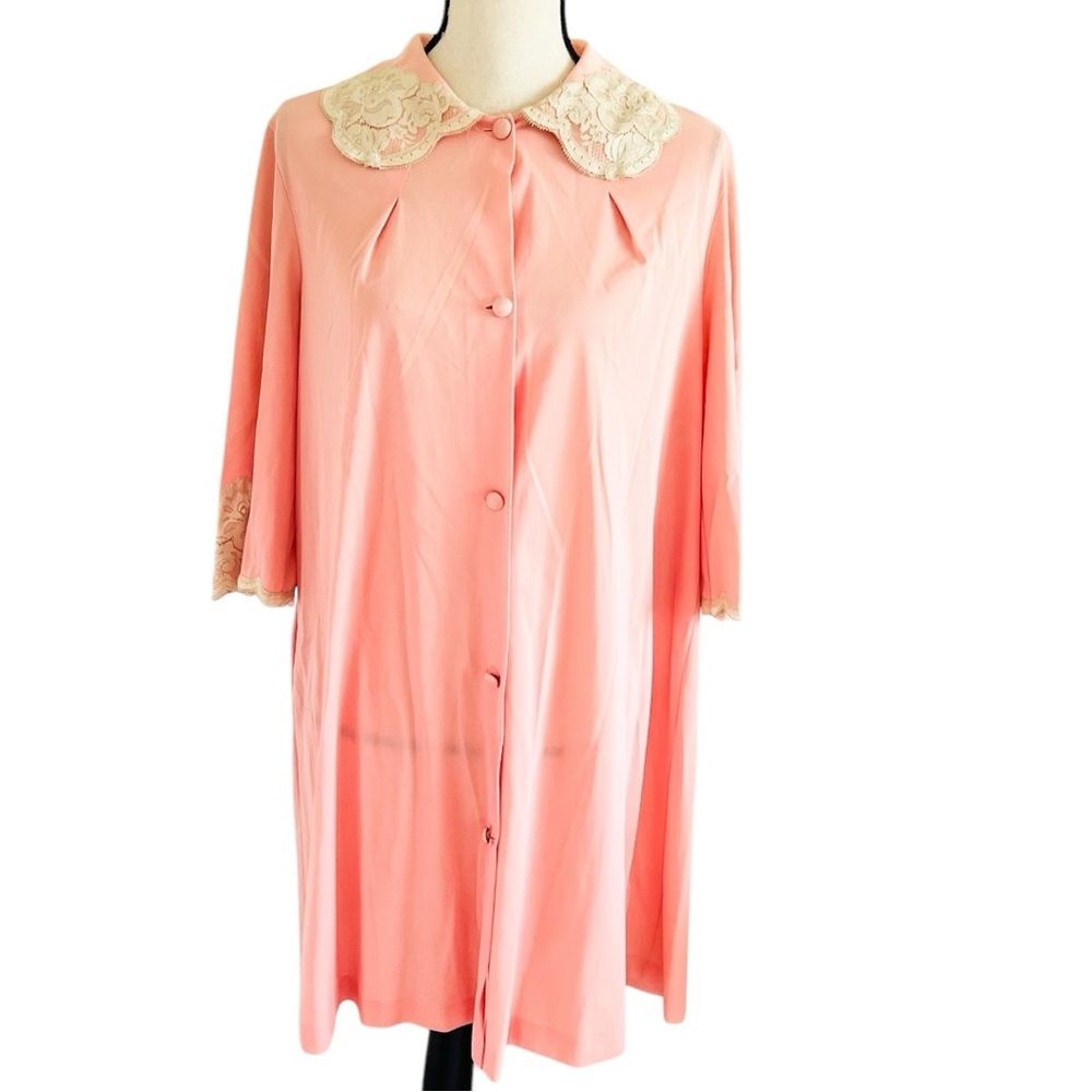 Vintage Vanity Fair Button Down Lace Collar Dress Nightgown